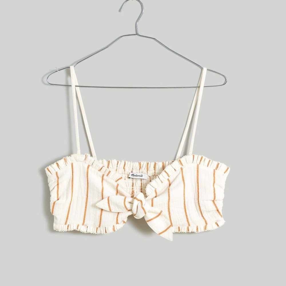 Madewell Lightspun Tie-Front Bandeau Top in Stripe - Picture 4 of 10